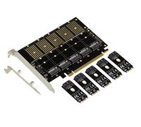 KALEA-INFORMATIQUE Scheda controller PCIe 3.1 x16 per unità SSD da 5 M2 (M.2 NGFF B Key o B+M Key SATA) o dischi rigidi SATA. Profilo basso alto con chipset JMB585