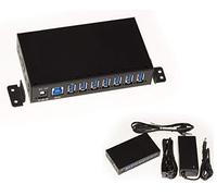 Kalea-INFORMATIQUE Stazione di Ricarica e HUB USB Industriale, 7 Porte USB 3 con Alimentazione da 3A. Montabile o a Rack