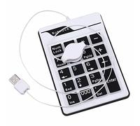 KALEA-INFORMATIQUE Tastiera USB aggiuntiva in silicone, con tastiera a 19 tasti. Colore nero, resistente agli schizzi. Con cavo retrattile