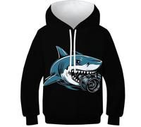 KaleidoKit requins Unisex Bambino Felpe con Cappuccio Stampa 3D Pullover Divertente Sportivo Felpa con Cappuccio Maglioni Felpe Top con Tasche