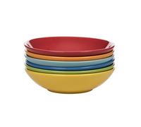 Kaleidos Classico Set 6 Piatti Fondi, Stoneware (Gres), Giallo/Verde/Blu/Azzurro/Arancio/Rosso, 21 x 21 x 10 cm