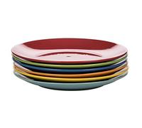 Kaleidos Classico Set 6 Piatti Piani, Stoneware (Gres), Giallo/Verde/Blu Azzurro/Arancio/Rosso, 27 x 27 x 10 cm