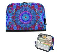 Kaleidoscope - Astuccio per matite con motivo mandala blu, con cerniera, grande, per ragazze, colorato, per rientro a scuola, adulti, forniture per ufficio