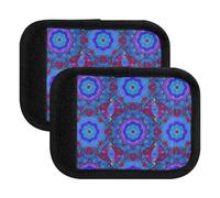 Kaleidoscope - Copertura per maniglia dei bagagli con motivo mandala blu, per valigie, in morbido neoprene, identificazione rapida, Mandala blu caleidoscopio, one sizex4