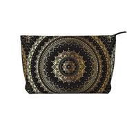 Kaleidoscope Mandala Chiusura a Cerniera Borsa Trucco Corduroy Organizer Multifunzionale 22x7x17cm per Viaggi Campeggio Vacanze Fitness, Nero , Taglia unica