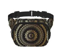 Kaleidoscope Mandala - Marsupio unisex regolabile, quadrato, doppio strato, per attività all'aperto, viaggi, corsa, escursionismo, Nero , Taglia unica