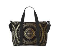 Kaleidoscope Mandala Tote Crossbody Borsa da viaggio, 41 cm x 29 cm x 15 cm, borsa da viaggio per la notte, borsa tote unisex, Nero , Taglia unica