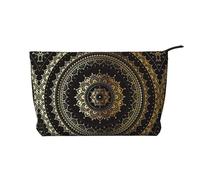Kaleidoscope Mandala - Trousse per trucchi in velluto a coste, versatile, con cerniera, per uso quotidiano e organizer da viaggio, Nero , Taglia unica