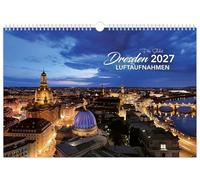 Kalender Dresden Luftaufnahmen 2027: | 45 x 30 cm | schwarzes Kalendarium