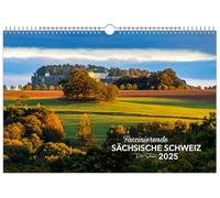 Kalender Faszinierende Sächsische Schweiz 2025 XXL | 60 x 40 cm | schwarzes Kalendarium
