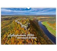 Kalender Sächsische Schweiz Luftaufnahmen 2026: | 45 x 30 cm | schwarzes Kalendarium