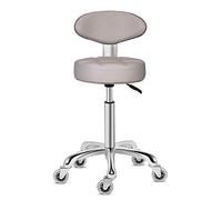 Kaleurrier Sgabello girevole regolabile in altezza, robusto, idraulico, rotabile, sgabello in metallo per cucina, salone, bar, ufficio, massaggi (con schienale) (grigio)