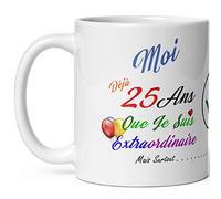 Kalféa Tazza compleanno 25 anni umorismo tazza venticinque anni modeste drole alta qualità idea regalo divertente vent'anni festa natale uomo donna amico collegue fidanzato famiglia