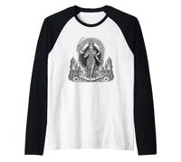 Kali Dea indù Sacro Potere Divino Line Art Maglia con Maniche Raglan