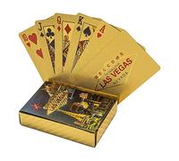 KALIFANO Carte da gioco di lusso placcate in oro, a tema Las Vegas, impermeabile, in lamina d'oro, con usi dalla magia al poker, con certificato di autenticità