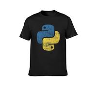 KALIKADUO Python Distressed Programming Programmer Developer Unisex 100% Cotton Short-Sleeve T-Shirts Black M