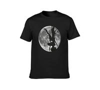 KALIKADUO Shinigami Death Note Ryuk Otaku Anime Moon Unisex 100% Cotton Short-Sleeve T-Shirts Black M