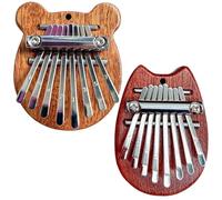 Kalimba 2pcs 8 tasti a forma di gatto e orso kalimba pollice per pianoforte portatile per pianoforte con cordino con cordino e catena metallica portatile per bambini, adulti, principianti, legno, dit