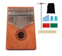 Kalimba portatile a 17 note, in mogano massiccio, pianoforte da pollice per principianti, include un martello per accordatura e una guida allo studio (grano)