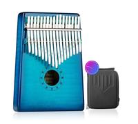 Kalimba Strumento musicale portatile per pianoforte a dita a 17 toni con pianoforte a pollice Kalimba interamente impiallacciato in acero blu con motivo tigre