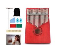 Kalimba Thumb Piano In Legno Portatile con Martello per Accordare Borsa In Velluto Copri, Finger Piano Principianti, per i Viaggi Campeggio(Red)
