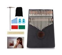 Kalimba Thumb Piano In Legno Portatile con Martello per Accordare Borsa In Velluto Copri, Finger Piano Principianti, per i Viaggi Campeggio(Nero)