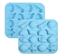 KALIONE 2 stampi in silicone per animali marini, stelle marine, conchiglie, stampi in silicone con motivi marini, 3D, oceano, animali, per cioccolato, dolci, torte, sapone fatto a mano