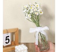 KALIONE 6 piccole margherite bianche artificiali, margherite artificiali, 25,4 cm, centrotavola per vaso, decorazioni da tavolo, margherite finte, fiori di campo primaverili per decorazioni per feste