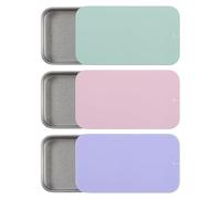 KALIONE Piccoli contenitori in metallo, 3 pezzi, contenitori vuoti in metallo con coperchio scorrevole, 6 x 3,4 x 1,1 cm, rettangolari, contenitori per caramelle, gioielli, fai da te (colore )