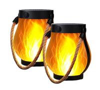 Kaliqo - Solar Lantern Outdoor Lights, Dancing Flame Solar Lantern Outdoor Lights, Hemp Rope Flame Lamp for Patio Trail Decorations (2pcs)