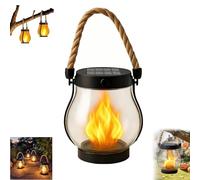 Kaliqo Solar Lantern Outdoor Lights, Hemp Rope Flame Lights, Dancing Flame Solar Lantern, Decorative and Atmospheric, Suitable for Gardens, Camping, and Courtyards (1Pcs)
