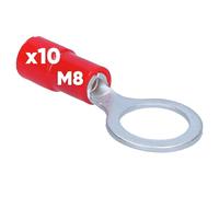 Kalitec 100x Capicorda ad Anello 0,5-1 mm² M8 Rosso - Connettori a Crimpare