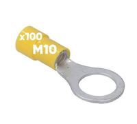 Kalitec 100x Capicorda ad Anello 4-6 mm² M10 Giallo, Isolamento PVC in Rame