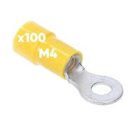 Kalitec 100x Capicorda ad Anello 4-6 mm² - M4 Connettore Giallo Isolato