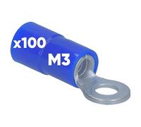 Kalitec 100x Capicorda ad Anello M3, 1,5-2,5 mm², Blu, Rame Isolato