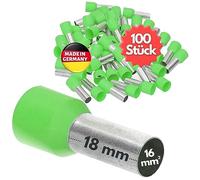 Kalitec 100x Terminali Isolati 16,0 mm² - Puntali a Bussola 18 mm, Verde