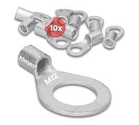 Kalitec 10x Capicorda 10 mm² M12 - Capocorda ad Anello Non Isolato DIN | Connettori a compressione in rame elettrolitico per conduttori multipli e fini, ideali per quadri elettrici e veicoli.