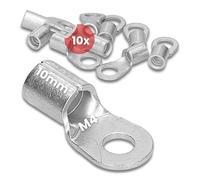 Kalitec 10x Capicorda ad Anello 10 mm² M4, Rame Non Isolato DIN 46234 | Connettori a compressione per cavi elettrici multifilari, ideali per quadri elettrici e veicoli, pressatura a mandrino