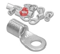 Kalitec 10x Capicorda ad Anello 10 mm² M5 - Connettori a Crimpare DIN 46234 | Terminali non isolati in rame elettrolitico per cavi multifilari, ideali per quadri elettrici e cablaggi di veicoli.