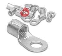 Kalitec 10x Capicorda ad Anello 25 mm² M8, Terminali non Isolati DIN 46234 | Rame elettrolitico per connessioni sicure, ideale per quadri elettrici e veicoli, crimpatura a mandrino professionale