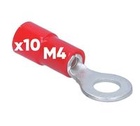 Kalitec 10x Capicorda ad Anello M4 Rosso, 0,5-1 mm², Parzialmente Isolato