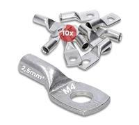 Kalitec 10x Capicorda Tubolari 2,5 mm² M4 - Connettori a Crimpaggio Rame