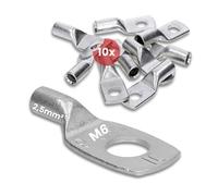 Kalitec 10x Capicorda Tubolari 2,5 mm² M6, Terminali a Crimpare in Rame