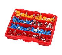 Kalitec 340 Pezzi Connettori Piatti e Prese Faston Isolate 0,25-6 mm² | Set di capicorda in rame e PVC per cablaggio veicoli e officina, kit assortimento connettori elettrici in scatola robusta