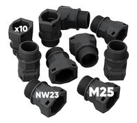 Kalitec 3805013 - Raccordo per tubo flessibile dritto, M25, nero, connettore per tubo corrugato NW23, raccordo I raccordo per tubo