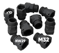Kalitec 3805015 - Raccordo per tubo flessibile dritto, M32, nero, connettore per tubo corrugato NW29, raccordo I raccordo per tubo