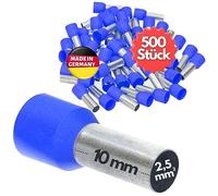 Kalitec 500x Terminali Isolati 2,5 mm² - Puntali a Bussola 10 mm, Blu