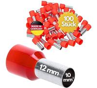 Kalitec AE1012RT - Set di 100 punte isolate per cavi, 10,0 mm², lunghezza 12 mm, colore: Rosso I Made in Germany I Qualità industriale