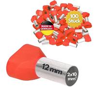 Kalitec AET1012RT - 100 Terminali Isolati 2 x 10,0 mm², 12 mm, Rosso