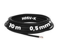 Kalitec Cavo di Cablaggio H05V-K 0,5 mm² Nero - 10 Metri, Conduttore Flessibile in PVC per Commutazione